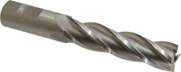 Hertel - 7/8", 3-1/2" LOC, 7/8" Shank Diam, 5-3/4" OAL, 4 Flute, Cobalt Square End Mill - Single End, Uncoated, Spiral Flute, 30° Helix, Right Hand Cut, Right Hand Flute - USA Tool & Supply