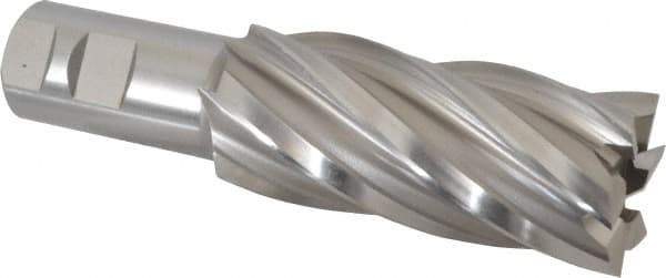Hertel - 1-3/4", 4" LOC, 1-1/4" Shank Diam, 6-1/2" OAL, 6 Flute, Cobalt Square End Mill - Single End, Uncoated, Spiral Flute, 30° Helix, Right Hand Cut, Right Hand Flute - USA Tool & Supply