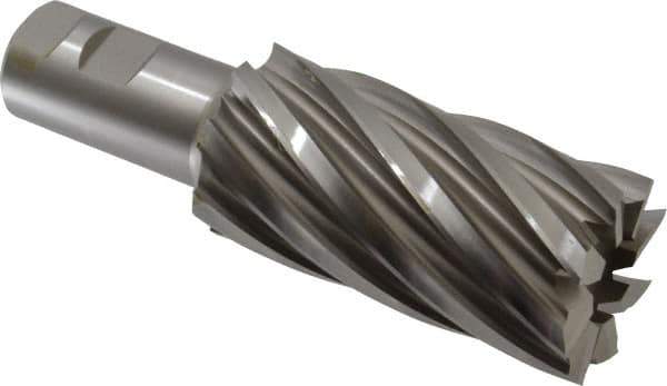 Hertel - 2", 4" LOC, 1-1/4" Shank Diam, 6-1/2" OAL, 8 Flute, Cobalt Square End Mill - Single End, Uncoated, Spiral Flute, 30° Helix, Right Hand Cut, Right Hand Flute - USA Tool & Supply