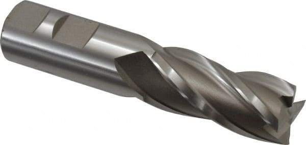Hertel - 7/8", 1-7/8" LOC, 7/8" Shank Diam, 4-1/8" OAL, 4 Flute, Cobalt Square End Mill - Single End, Uncoated, Spiral Flute, 30° Helix, Centercutting, Right Hand Cut, Right Hand Flute - USA Tool & Supply