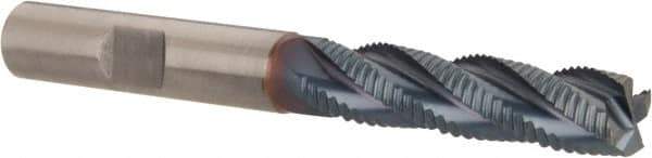 Hertel - 3/8" Diam, Fine Pitch, 1-1/2" LOC, 4 Flute Cobalt Roughing Square End Mill - TiCN Finish, 3-1/4" OAL, 3/8" Shank Diam, Single End, Centercutting, 30° Helix - USA Tool & Supply