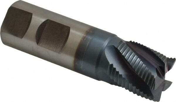 Hertel - 1" Diam, Fine Pitch, 1" LOC, 5 Flute Cobalt Roughing Square End Mill - TiCN Finish, 3-1/2" OAL, 1" Shank Diam, Single End, Centercutting, 30° Helix - USA Tool & Supply
