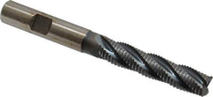 Hertel - 12mm Diam, Fine Pitch, 53mm LOC, 4 Flute Cobalt Roughing Square End Mill - TiCN Finish, 110mm OAL, 12mm Shank Diam, Single End, Centercutting, 30° Helix - USA Tool & Supply