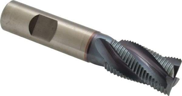 Hertel - 18mm Diam, Fine Pitch, 32mm LOC, 4 Flute Cobalt Roughing Square End Mill - TiCN Finish, 92mm OAL, 16mm Shank Diam, Single End, Centercutting, 30° Helix - USA Tool & Supply