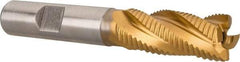 Hertel - 9/16" Diam, Fine Pitch, 1-3/8" LOC, 4 Flute Cobalt Roughing Square End Mill - TiN Finish, 3-3/8" OAL, 1/2" Shank Diam, Single End, 30° Helix - USA Tool & Supply