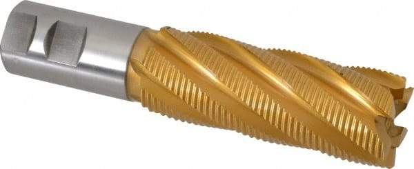 Hertel - 1-1/2" Diam, Fine Pitch, 4" LOC, 6 Flute Cobalt Roughing Square End Mill - TiN Finish, 6-1/2" OAL, 1-1/4" Shank Diam, Single End, 30° Helix - USA Tool & Supply