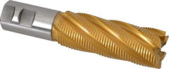 Hertel - 1-1/2" Diam, Fine Pitch, 4" LOC, 6 Flute Cobalt Roughing Square End Mill - TiN Finish, 6-1/2" OAL, 1-1/4" Shank Diam, Single End, 30° Helix - USA Tool & Supply