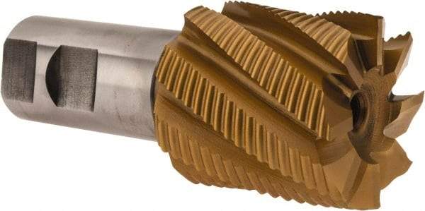 Hertel - 2" Diam, Fine Pitch, 2" LOC, 8 Flute Cobalt Roughing Square End Mill - TiN Finish, 6-1/2" OAL, 1-1/4" Shank Diam, Single End, 30° Helix - USA Tool & Supply