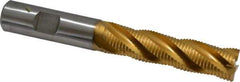 Hertel - 5/8" Diam, Fine Pitch, 2-1/2" LOC, 4 Flute Cobalt Roughing Square End Mill - TiN Finish, 4-5/8" OAL, 5/8" Shank Diam, Single End, Centercutting, 30° Helix - USA Tool & Supply