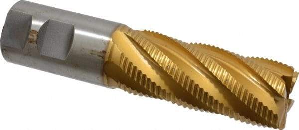Hertel - 1-1/4" Diam, Fine Pitch, 3" LOC, 6 Flute Cobalt Roughing Square End Mill - TiN Finish, 5-1/2" OAL, 1-1/4" Shank Diam, Single End, Centercutting, 30° Helix - USA Tool & Supply