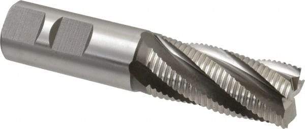 Hertel - 7/8" Diam, Fine Pitch, 1-7/8" LOC, 5 Flute Cobalt Roughing Square End Mill - Uncoated, 4-1/8" OAL, 7/8" Shank Diam, Single End, Centercutting, 30° Helix - USA Tool & Supply