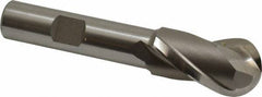 Hertel - 3/4" Diam, 1-5/16" LOC, 2 Flute High Speed Steel Ball End Mill - Uncoated, Single End, 3-5/16" OAL, 1/2" Shank Diam, Spiral Flute - USA Tool & Supply