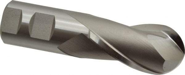 Hertel - 1-3/8" Diam, 2-1/2" LOC, 2 Flute High Speed Steel Ball End Mill - Uncoated, Single End, 5" OAL, 1-1/4" Shank Diam, Spiral Flute - USA Tool & Supply