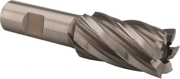Hertel - 1-1/16", 2" LOC, 3/4" Shank Diam, 4-1/4" OAL, 6 Flute, High Speed Steel Square End Mill - Single End, Uncoated, Spiral Flute, 30° Helix, Right Hand Cut, Right Hand Flute - USA Tool & Supply