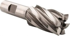 Hertel - 1-3/16", 2" LOC, 3/4" Shank Diam, 4-1/4" OAL, 6 Flute, High Speed Steel Square End Mill - Single End, Uncoated, Spiral Flute, 30° Helix, Right Hand Cut, Right Hand Flute - USA Tool & Supply