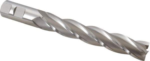 Hertel - 7/8", 5" LOC, 7/8" Shank Diam, 7-1/4" OAL, 4 Flute, High Speed Steel Square End Mill - Single End, Uncoated, Spiral Flute, 30° Helix, Centercutting, Right Hand Cut, Right Hand Flute - USA Tool & Supply