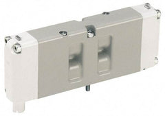 Parker - Double Solenoid 3 Position, Aluminum Solenoid Valve - Center Exhaust Open, 145 Max PSI, Buna-N Seal - USA Tool & Supply