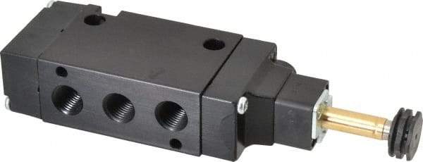 Parker - 1/4" NPT Port, Single Solenoid, 2 Position Valveless Coil, Aluminum Solenoid Valve - Normally Open Through Ports 1 & 2, 145 Max PSI, Buna-N Seal - USA Tool & Supply
