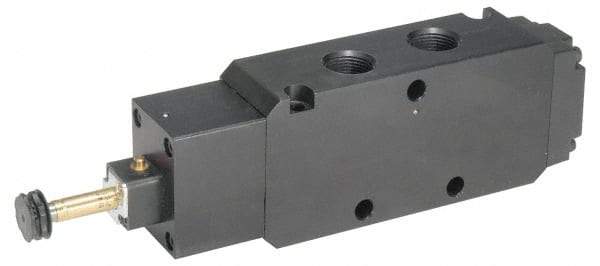 Parker - 1/2" NPT Port, Single Solenoid, 2 Position Valveless Coil, Aluminum Solenoid Valve - Normally Open Through Ports 1 & 2, 145 Max PSI, Buna-N Seal - USA Tool & Supply