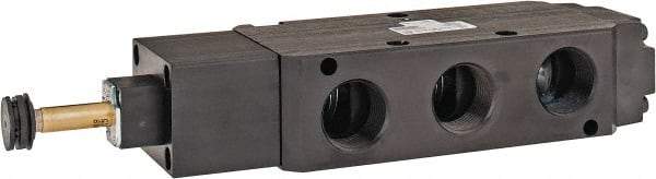 Parker - 3/4" NPT Port, Single Solenoid, 2 Position Valveless Coil, Aluminum Solenoid Valve - Normally Open Through Ports 1 & 2, 145 Max PSI, Buna-N Seal - USA Tool & Supply