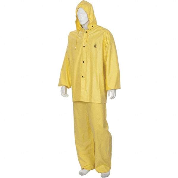 MCR Safety - Size 4XL, Yellow, Rain Three Piece Suit - Detachable Hood, Take Up Snaps Ankle, Take Up Snaps Wrist - USA Tool & Supply