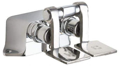 Chicago Faucets - No Spout, Self Closing Cartridges Design, Rough Chrome, Floor Mounted, Floor Mounted Faucet with Short Pedals - Pedal Handle - USA Tool & Supply