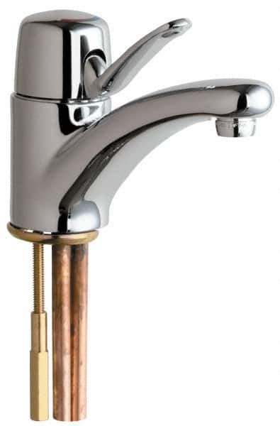 Chicago Faucets - Single Handle, Deck Mounted, Single Hole Bathroom Faucet - Ceramic Mixing Cartridge, No Drain, Integral Spout - USA Tool & Supply