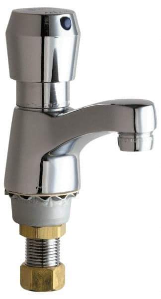 Chicago Faucets - Round Handle, Deck Mounted Bathroom Faucet - One Handle, No Drain, Standard Spout - USA Tool & Supply