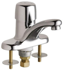 Chicago Faucets - Round Handle, Deck Mounted Bathroom Faucet - One Handle, No Drain, Standard Spout - USA Tool & Supply