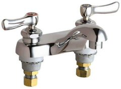 Chicago Faucets - Lever Handle, Deck Mounted, Vandal Resistant Bathroom Faucet - Two Handle, No Drain, Standard Spout - USA Tool & Supply