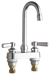 Chicago Faucets - Lever Handle, Deck Mounted Bathroom Faucet - Two Handle, No Drain, Gooseneck Spout - USA Tool & Supply