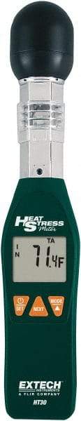 Extech - 32 to 122°F, 0 to 100% Humidity Range, Heat Stress WBGT Meter - 3% Relative Humidity Accuracy - USA Tool & Supply