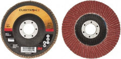3M - 40 Grit, 4-1/2" Disc Diam, 7/8" Center Hole, Type 27 Ceramic Flap Disc - 13,300 Max RPM, Cloth Backing, Arbor Attaching System, Coated - USA Tool & Supply