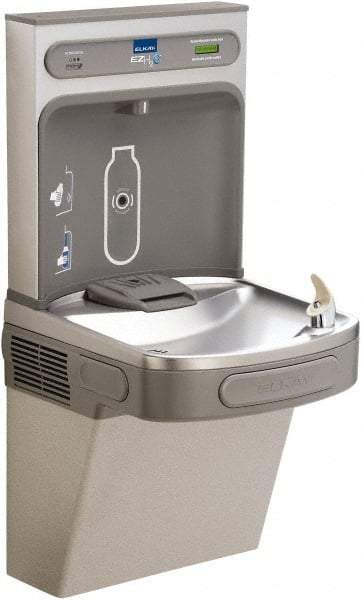 ELKAY - 8 GPH Cooling Capacity Barrier Free Wall Mounted Water Cooler & Fountain - Bottle Filling, 20 to 105 psi, 0.20 hp, Vinyl Clad Steel - USA Tool & Supply