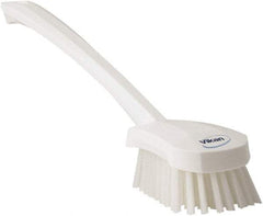 Vikan - 1.3" Bristle Length, Polyester Scrub Brush - 4" Long x 2-3/4" Wide Head, 15-3/4" OAL, White, Polypropylene Block - USA Tool & Supply