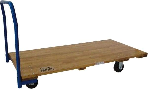 PRO-SOURCE - 1,400 Lb Capacity Hardwood/Steel Platform Truck - Hardwood Deck, 24" OAW, 42" Platform Length, Mold-On-Rubber Casters - USA Tool & Supply