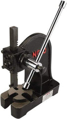 Jet - 1/2" Ram, 5-1/2" Throat Depth, 3 Ton Manual Arbor Press - 11-1/2" Max Work Height x 10-3/4" Max Work Width, Single Leverage, 8-1/2" Base Width x 18" Base Depth - USA Tool & Supply