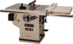 Jet - 10" Blade Diam, 5/8" Arbor Diam, 1 Phase Table Saw - 5 hp, 65" Wide x 36" Deep x 38" High, 230 Volt, 3" Cutting Depth - USA Tool & Supply