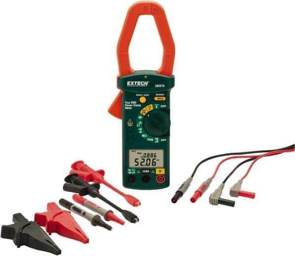 Extech - 4 Piece, Clamp Meter Test Kit - 600 Volt Max, LCD Display - USA Tool & Supply