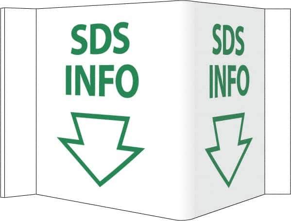 NMC - "SDS Info", 6" Long x 9" Wide, Rigid Plastic Safety Sign - Square, Use for Workplace/Safety - USA Tool & Supply