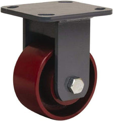 Hamilton - 4" Diam x 2" Wide x 5-5/8" OAH Top Plate Mount Rigid Caster - Cast Iron, 1,000 Lb Capacity, Precision Ball Bearing, 4 x 4-1/2" Plate - USA Tool & Supply