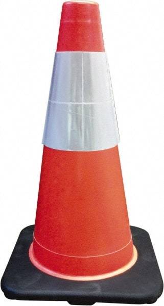PRO-SAFE - 18" High, Orange Traffic Cone with Base - 12" Base Width, 3 Lb, PVC - USA Tool & Supply