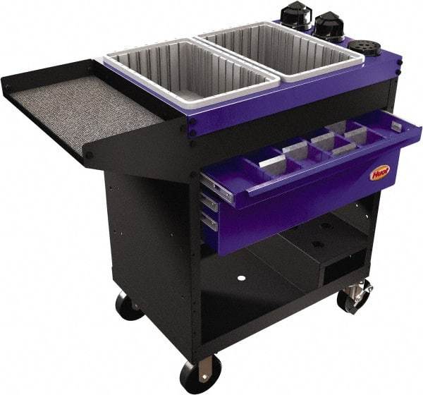 Huot - 18" Wide x 35-1/4" High x 41" Deep, 2 Drawer Tool Cart - 1,000 Lb Capacity, Blue - USA Tool & Supply