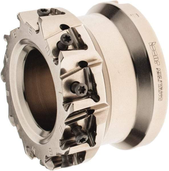 Iscar - 10 Inserts, 3" Cut Diam, 1" Arbor Diam, 0.492" Max Depth of Cut, Indexable Square-Shoulder Face Mill - 0/90° Lead Angle, 2" High, T490 LN.. 1306 Insert Compatibility, Through Coolant, Series Helitang - USA Tool & Supply