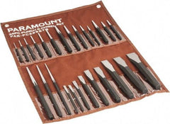 Paramount - 26 Piece Punch & Chisel Set - 1/4 to 1-3/16" Chisel, 3/8 to 1/4" Punch, Hexagon Shank - USA Tool & Supply