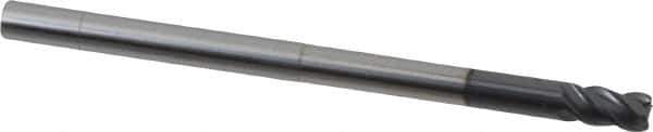 Niagara Cutter - 1/4", 4 Flute, Single End, Solid Carbide, 0.02" Corner Radius End Mill - 4" OAL, Right Hand Flute, 3/8" LOC, Right Hand Cut, 2-1/8" Extended Reach - USA Tool & Supply