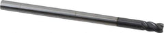Niagara Cutter - 1/4", 4 Flute, Single End, Solid Carbide, 0.02" Corner Radius End Mill - 4" OAL, Right Hand Flute, 3/8" LOC, Right Hand Cut, 2-1/8" Extended Reach - USA Tool & Supply