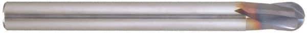 Niagara Cutter - 1/2" Diam, 1/2" LOC, 2 Flute Solid Carbide Ball End Mill - AlTiN Finish, Single End, 4" OAL, 1/2" Shank Diam, Spiral Flute - USA Tool & Supply