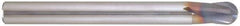 Niagara Cutter - 1/8" Diam, 1/8" LOC, 2 Flute Solid Carbide Ball End Mill - AlTiN Finish, Single End, 3" OAL, 1/4" Shank Diam, Spiral Flute - USA Tool & Supply