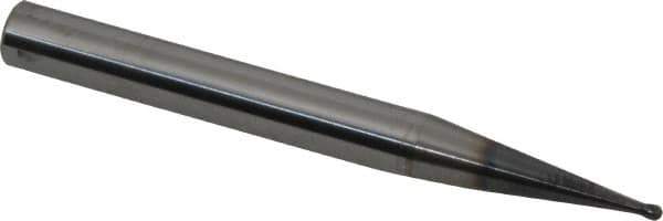 Niagara Cutter - 1/16" Diam, 1/16" LOC, 2 Flute Solid Carbide Ball End Mill - AlTiN Finish, Single End, 2-1/2" OAL, 1/4" Shank Diam, Spiral Flute - USA Tool & Supply